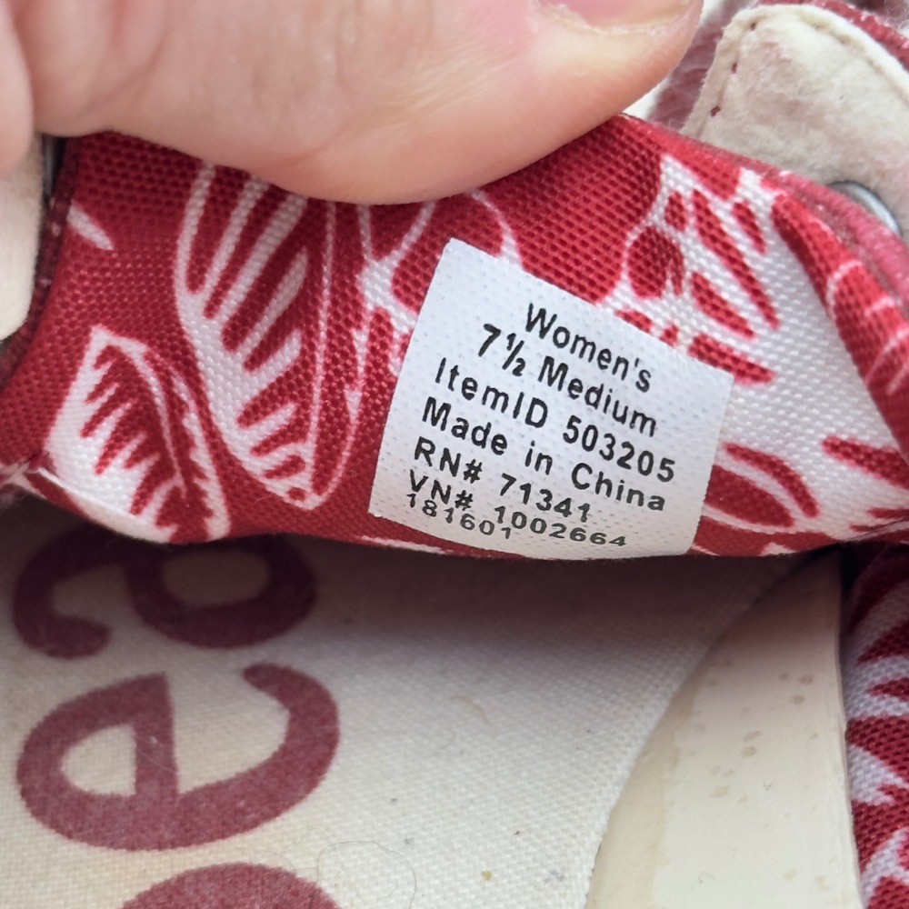 LL Bean Womens Red Canvas Boat Shoes Size 7.5 M 503205 Nautical Loafers - Picture 7 of 8